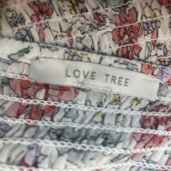 Love Tree Floral Blouse XS-S Coquette Fairy Boho Regency Victorian Peasant Top - Picture 7 of 8